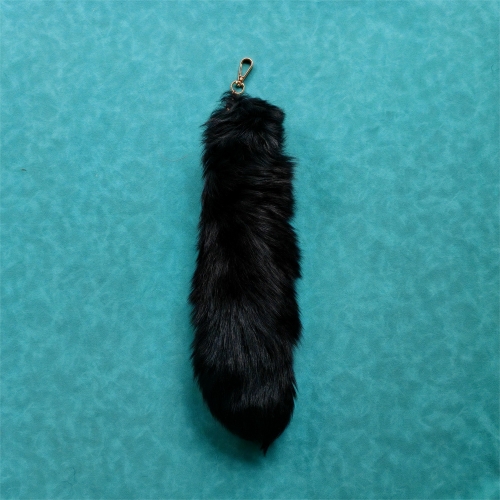 40cm Black Real Foxtail Accessories with Keychain