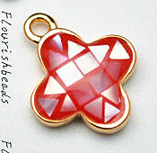 One Loop Red Shell Flour Leaf Clover Charms fit Necklace Bracelets making