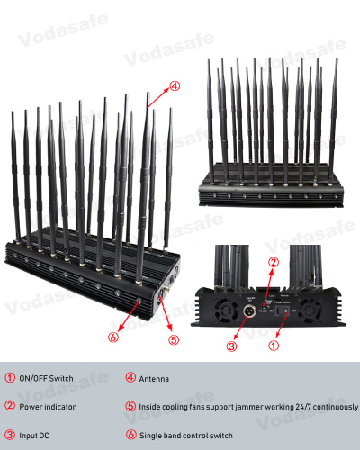 Newest 47W High Power 18 Antennas UHF VHF Signal Jammer 3G 4G  GPS VHF UHF Bluetooth Signal Blocker