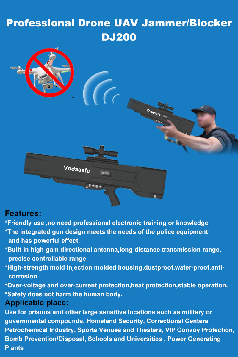 Bloqueador / bloqueador profesional UVA 55W Drone, rango de interferencia direccional de 1500 metros