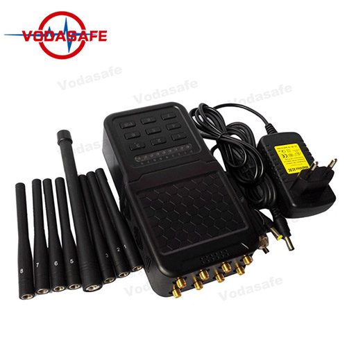 Portátil Hanheld de alta potencia 8 canales de teléfono móvil 2g 3G 4G GSM CDMA señal WiFi Radio Jammer, GPS Jammer