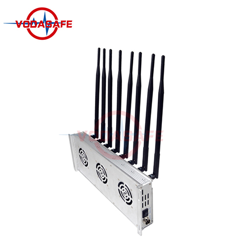 Portable gps cell phone jammer detector - 40M 8 Antennas Wifi Signal Disruptor With Silver Color Heat Sink Shell