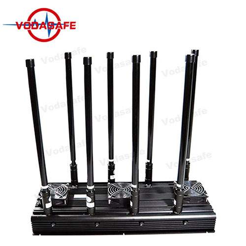 46W 8 bandas estacionarias Jammer / Bloqueador Jamming para todo el teléfono móvil 4G / 3G / 2g / WiFi2.4G/UHF/VHF