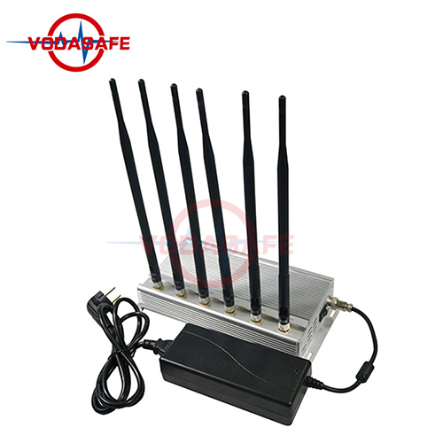Silver Six-way Cellular Blocker With 6 Omnidirectional Antenna Covers 30 Meters