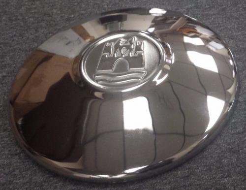 Stainless Steel Late Flat Hub Caps with "Wolfsburg" Logo