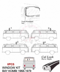 VW BUS 1968-1979 FULL WINDOWS SEAL KIT 6PCS CALLOOK