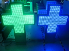 Steel LED video Cross  double side LED pharmacy cross sign display RF Wireless