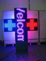 waterproof pharmacy cross display LED bicolor 1000*1000mm p20