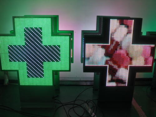 LED cross sign P16 double side full color 3D pharmacy led  sign