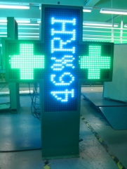 3d led pharmacy cross display tricolor Outdoor p16 double sides
