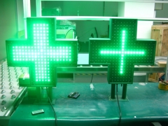 green Led Pharmacy Cross Sign 800X800mm led cross outdoor