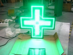 indoor Led pharmacy cross sign p10 green led cross advertising