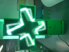 Green LED pharmacy cross display RF wireless 3d programale led sign pharmacy