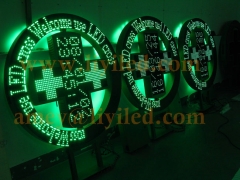 Two sides farmacia led cross dispaly sign outdoor p16 circular for pharmacy opening