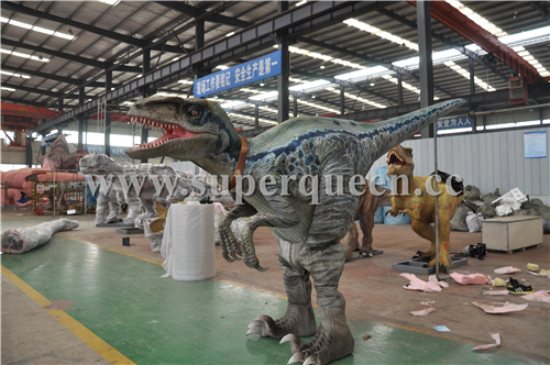 2022 Realistic Raptor Costume Hidden Legs Dinosaur Costume for Jurassic Party