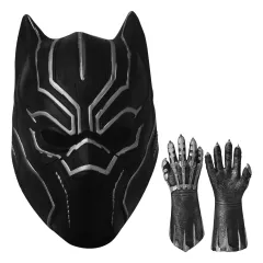 Black Panther Half Mask with Claw Latex Gloves