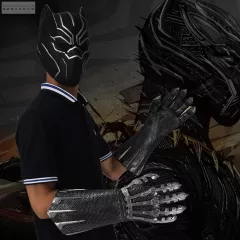 Black Panther Half Mask with Claw Latex Gloves