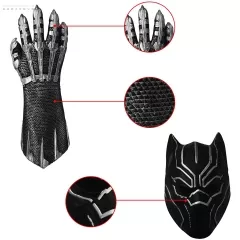 Black Panther Half Mask with Claw Latex Gloves