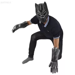 Black Panther Half Mask with Claw Latex Gloves