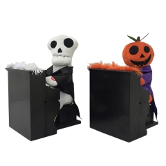 SKELETON PUMPKIN HALLOWEEN PALS PLAYING PIANO WITH LIGHTS