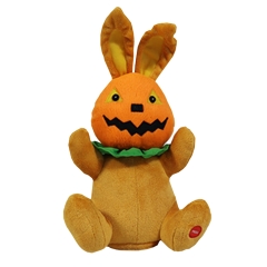 SWAYING HEAD SIDE TO SIDE PUMPKIN BUNNY WITH HALLOWEEN SOUNDS