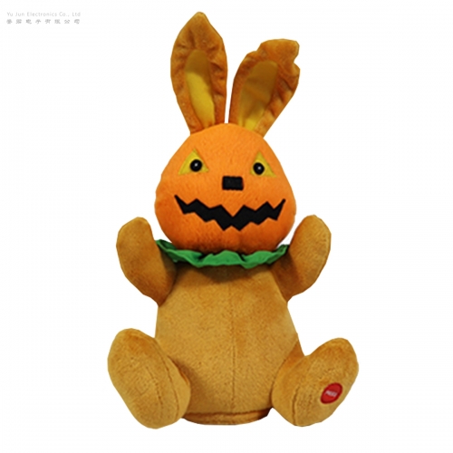 SWAYING HEAD SIDE TO SIDE PUMPKIN BUNNY WITH HALLOWEEN SOUNDS