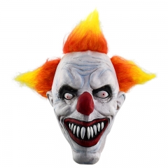 万圣节恐怖小丑面具派对红色卷发小丑乳胶头套