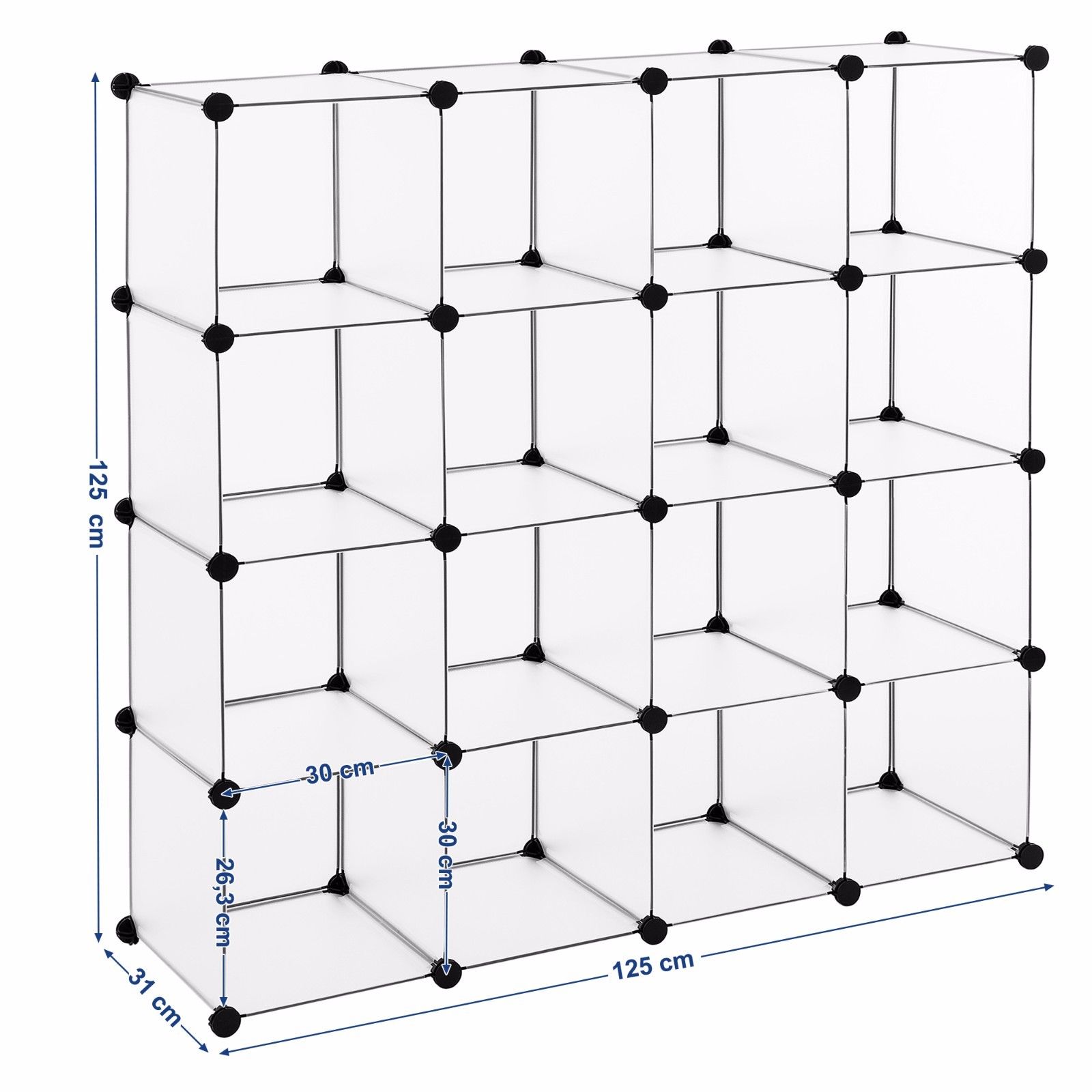 Shoe Rack Made Of Plastic Storage Shelf 16 Compartments Semi Transparent