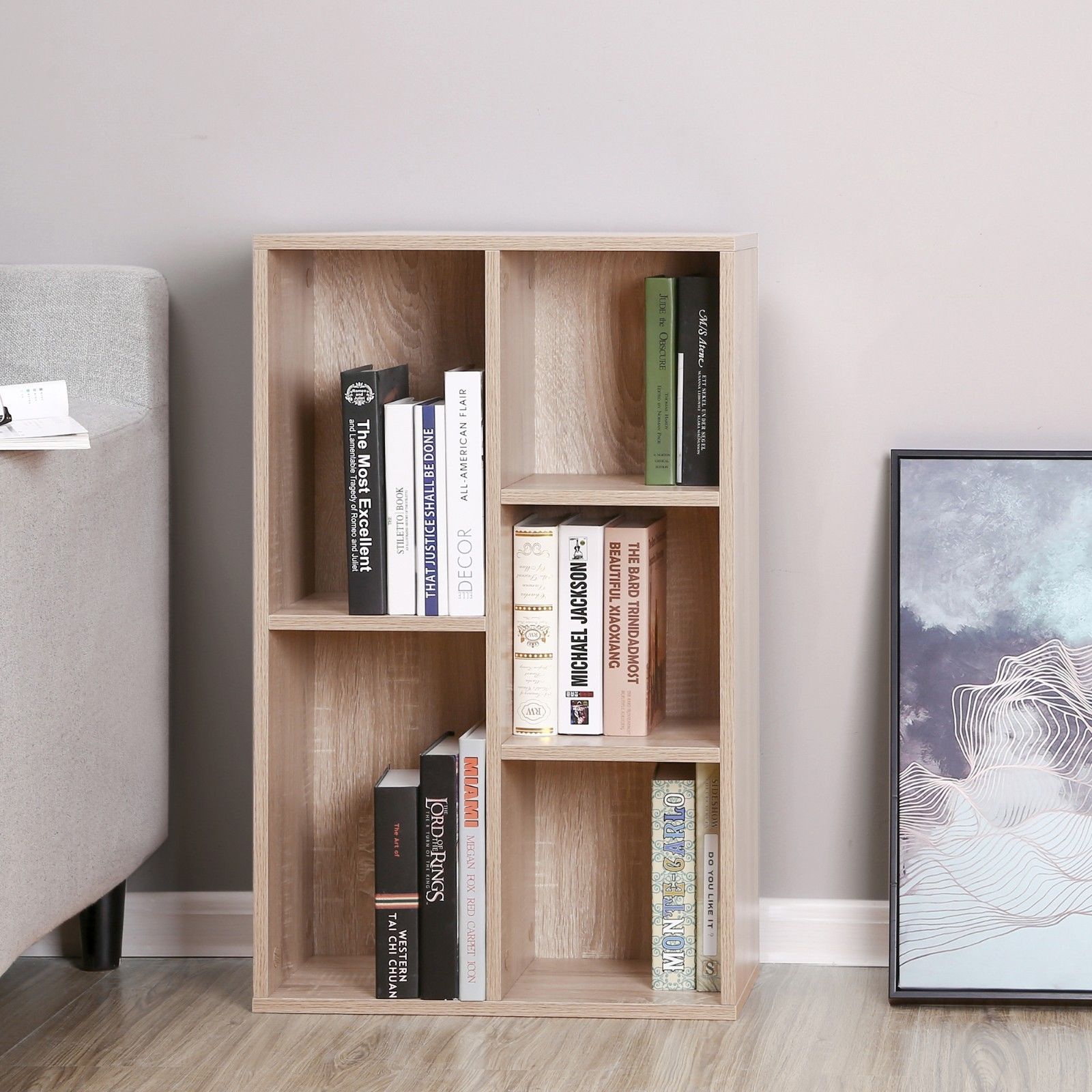 Bookcase with 5 compartments Filing shelf Wall shelf