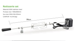 Universal grill skewer set, 90 cm, rotisserie rotisserie, stainless steel motor