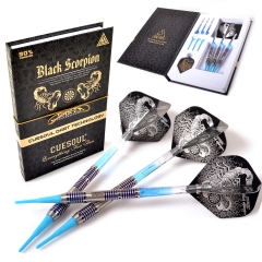 CUESOUL BLACK SCORPION 18g Tungsten Soft Tip Dart Set,Blue Titanium Coated Finished