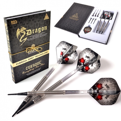 Conjunto de dardos de ponta macia de 18g CUESOUL Dragon 90% tungstênio, cano com revestimento de titânio