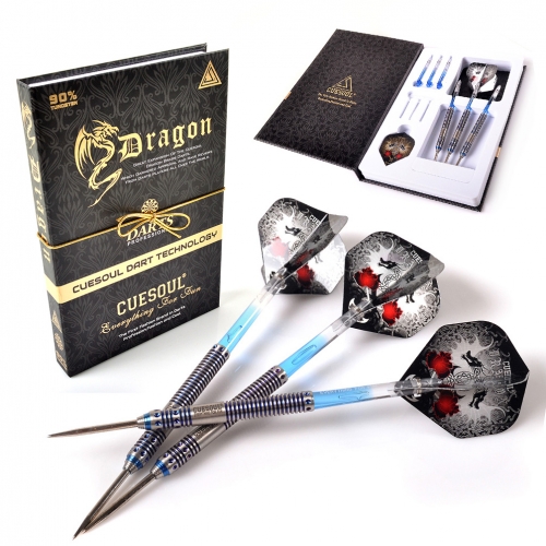 Conjunto de dardos de ponta de aço CUESOUL Dragon 90% tungstênio 22g / 24g / 26g, corpo com revestimento de titânio