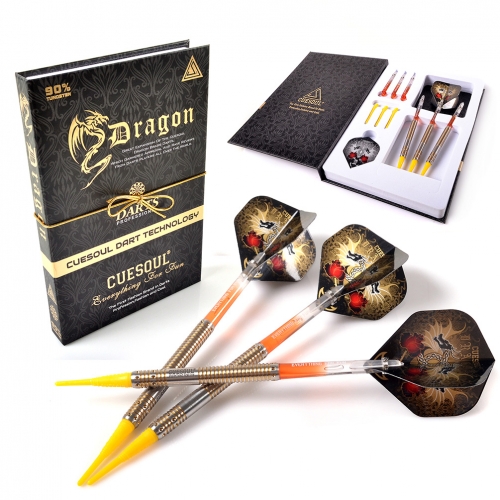 CUESOUL Dragon 90% tungsten 18g Soft Tip Darts Set,Barrel with Titanium Coated