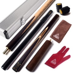 CUESOUL 57" Handcraft 3/4 Jointed Snooker Cue with 2 Cue Extension Packed in Aluminium Cue Case