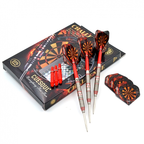 CUESOUL 22/24/26 Gramm Wolfram Stahlspitzen Darts Set mit Red Line-Challenge Series