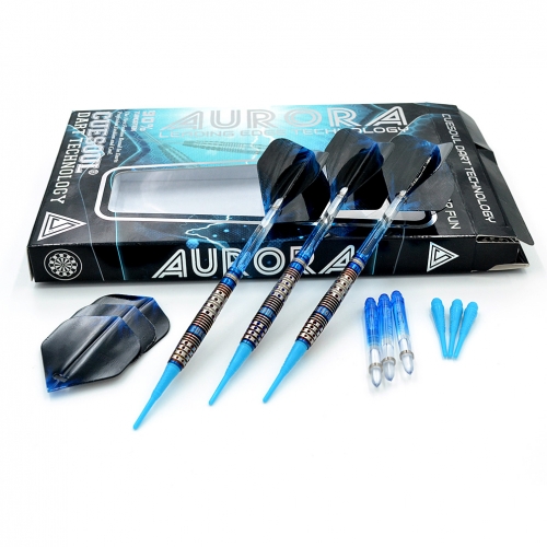 CUESOUL AURORA 18g Soft Tung Wolfram Dart Set mit blauer Titannitrid Beschichtung