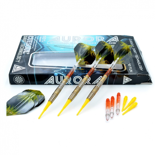 CUESOUL AURORA 18g Soft Tung Wolfram Dart Set mit goldener Titannitrid Beschichtung