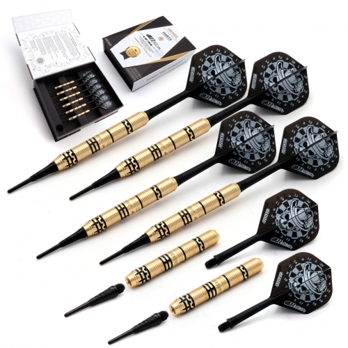 CUESOUL JAZZ-METAL 19g Soft Tip Glossy Coated Brass Dart Set with AK5 Integrated Flights
