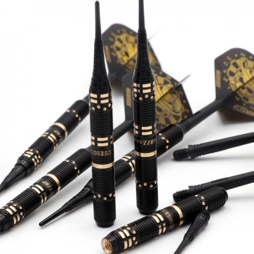 CUESOUL JAZZ-METAL 19g Soft Tip Black Coated Brass Dart Set with AK5 Integrated Flights