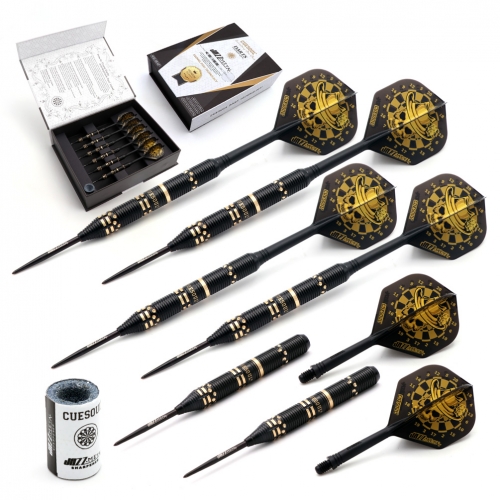 CUESOUL JAZZ-METAL 21g Stahlspitze Schwarz beschichtet Messing Dart Set mit AK5 Integrated Flights