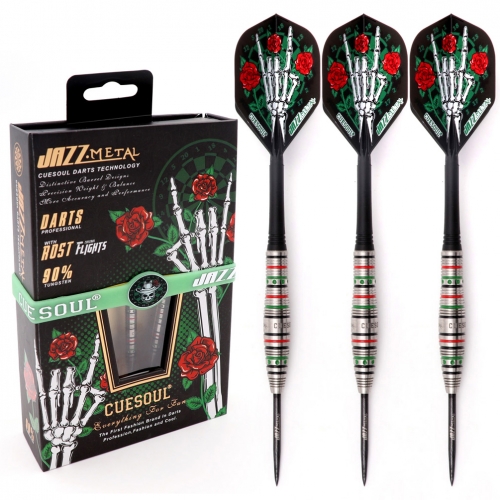 CUESOUL JAZZ-METAL Torpedo Shape 21/23/25g Steel Tip 90% Tungsten Dart Set with Integrated ROST Flights