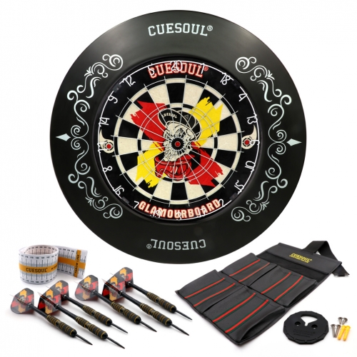 CUESOUL GLAMOURBOARD TRI-EYES 18"*1-1/2" Official Size Sisal Bristle Dartboard,with Dartboard Surround