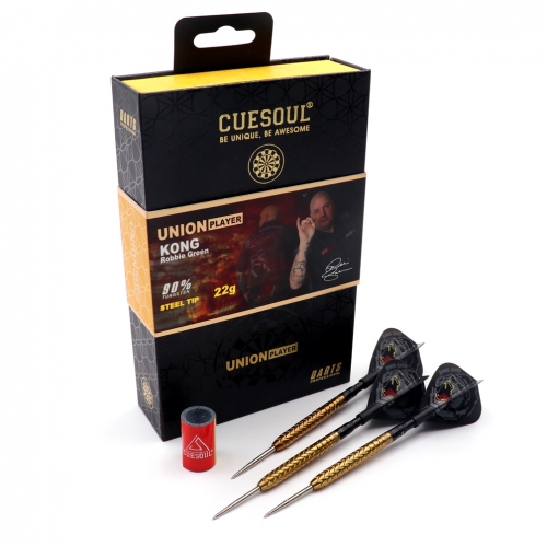 CUESOUL Robbie 'KONG'Green 22g 90% Tungsten Steel Tip Dart Set,Gold Version