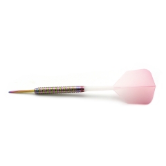 CUESOUL PINK GEM STONE 22g Steel Tip 90% Tungsten Dart Set with Uniformity Titanium Coated and Gradient Color ROST Flights
