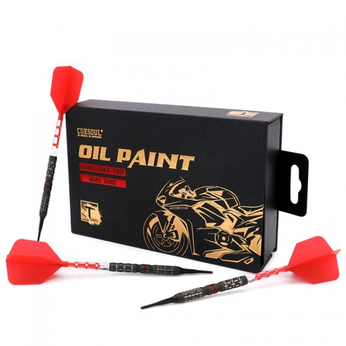 CUESOUL HANDLEBAR GRIP 18g/20g Soft Tip 90% Tungsten Dart Set with Oil Paint Finished and Unifying ROST T19 Flight