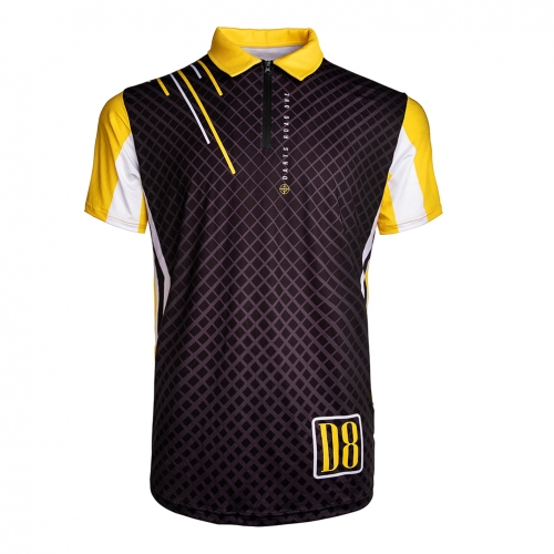 CUESOUL DARTS ROAD ONE Breathable Dart Shirt Dart Jersey Can be Personalised for Teams Dart Shirt Yellow and Square Print