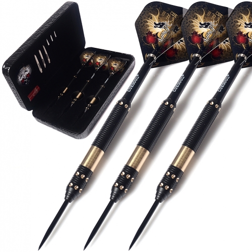 CUESOUL 21g/23g/25g Deluxe Brass Steel Tip Pack Dragon Series Darts with Flights and Shafts