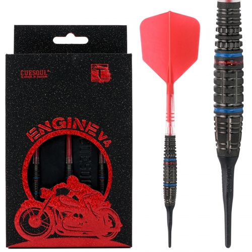 CUESOUL ENGINE V4 19g Soft Tip 90% Tungsten Dart Set with Oil Paint Finished and Unifying ROST T19 CARBON Flight