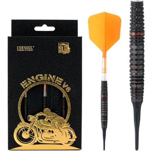 CUESOUL ENGINE V6 18/20g Soft Tip 90% Tungsten Dart Set with Oil Paint Finished and Unifying ROST T19 CARBON Flight